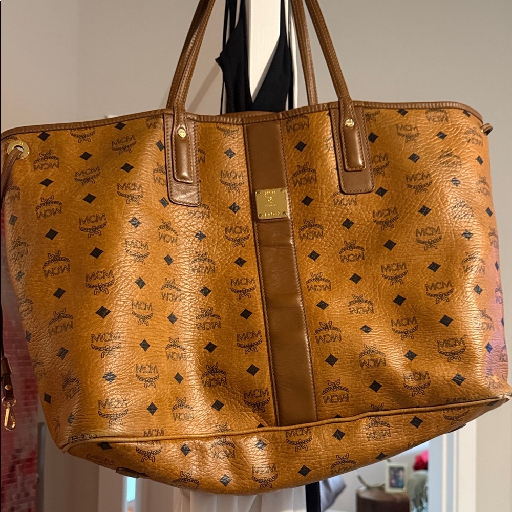 MCM Brown Logo Tote Bag